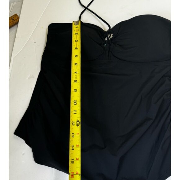 SPANX AssetsNEW LaceUp Ruched Tankini Halter Bikini Top Control Slimming Black M - Picture 14 of 16
